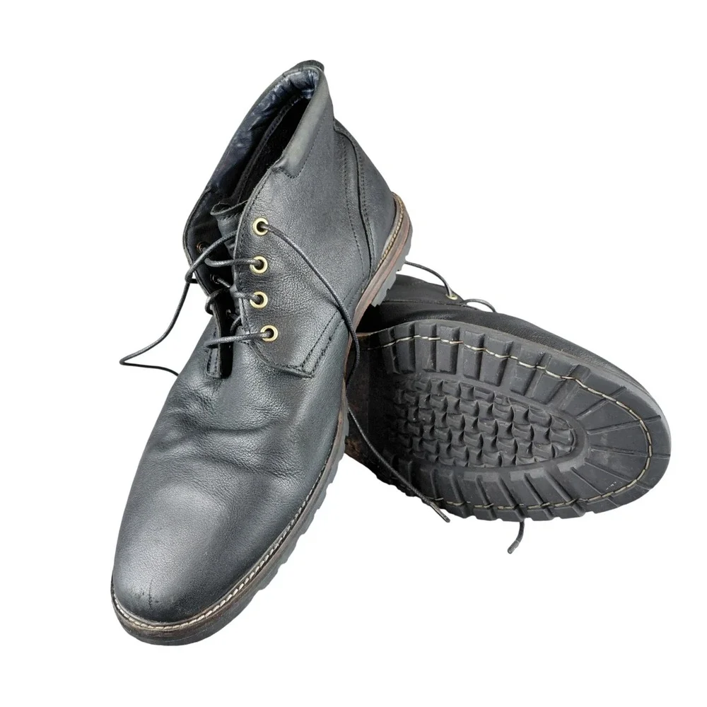 Cole Haan Kennedy Chukka Boots‎ Mens 11M Black Leather Lace Up Lug Sole C28338